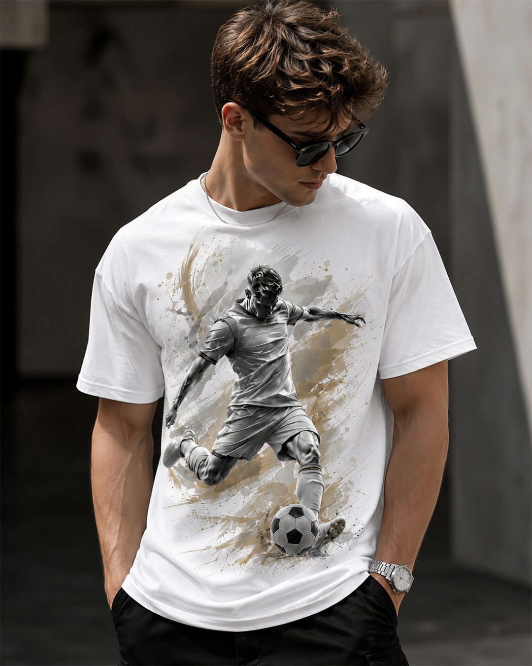 Dynamic Soccer Player Graphic T-Shirt