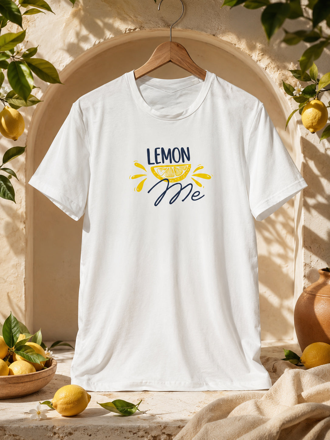 White Lemon Me Graphic Printed Regular Fit T-Shirt